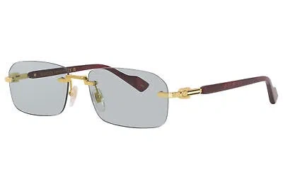 Pre-owned Gucci Gg1221s 003 Sunglasses Men's Gold/green Lenses Rectangle Shape 56-mm