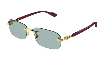 Pre-owned Gucci Gg1221s Gold With Burgundy/green (003) Sunglasses