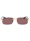 Gucci Rimless Rectangle-frame Sunglasses In 002 Gold Havana Brown