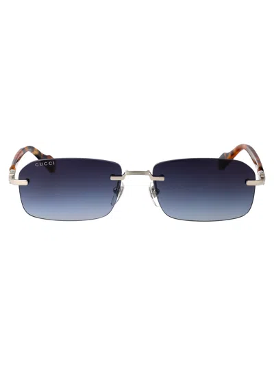 Gucci Gg1221s Sunglasses In Silver Havana Blue