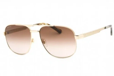 Pre-owned Gucci Gg1223s-003-60 Sunglasses Size 60mm 145mm 16mm Gold Men In Brown