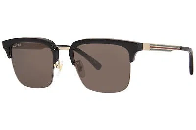 Pre-owned Gucci Gg1226s 001 Sunglasses Men's Black/gold/brown Lenses Square Shape 53mm