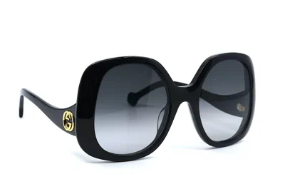 Pre-owned Gucci Gg1235s 001 Black Grey Gradient Authentic Sunglasses 55-22 In Gray