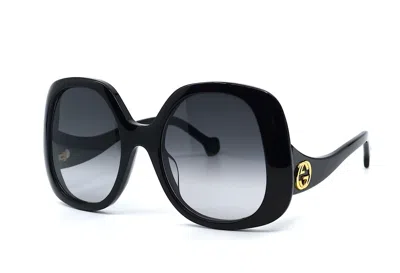 Pre-owned Gucci Gg1235s 001 Black Grey Women's Authentic Sunglasses 55-22-145 In Gray