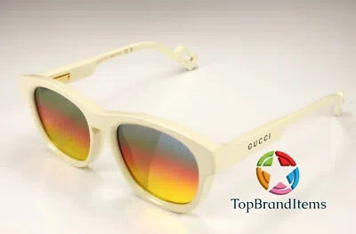 Pre-owned Gucci Gg1238s 003 Round Oval Panthos Injection Ivory Brown 53 Mm Mens Sunglasses