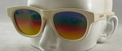 Pre-owned Gucci Gg1238s Gg 1238s 003 Shiny Ivory/ Rainbow Mirror Sunglasses 53-18-145 In Multicolor