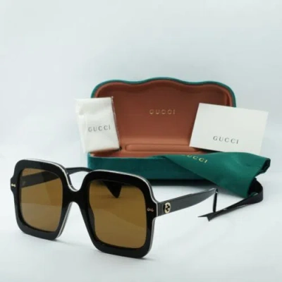 Pre-owned Gucci Gg1241s 001 Black/brown 56-23-145 Sunglasses