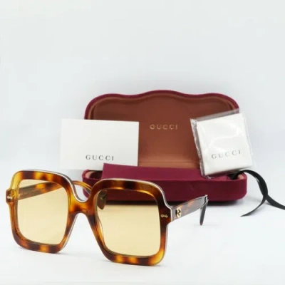 Pre-owned Gucci Gg1241s 002 Havana/yellow 56-23-145 Sunglasses Authentic