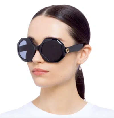 Pre-owned Gucci Gg1242s-001-57 Black Sunglasses In Gray