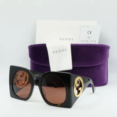 Pre-owned Gucci Gg1254s 002 Dark Havana/brown 55-22-140 Sunglasses