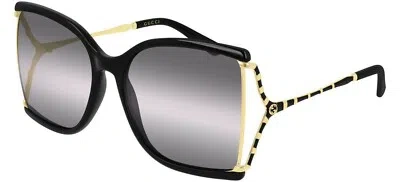 Pre-owned Gucci Gg1255s Black Gold/grey (001) Sunglasses In Gray