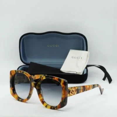 Pre-owned Gucci Gg1257s 004 Havana/gradient Blue 53-22-145 Sunglasses Authentic