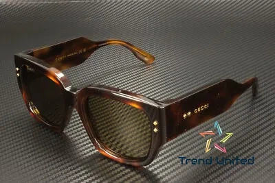 Pre-owned Gucci Gg1261s 002 Rectangular Squared Acetate Havana Brown 54 Mm Mens Sunglasses