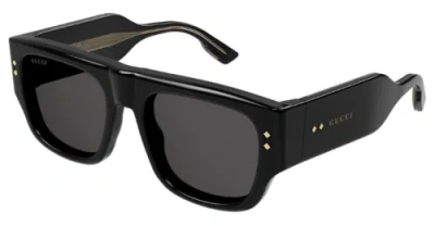 Pre-owned Gucci Gg1262s-001-54 Rectangle Black In Gray