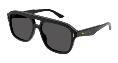 Pre-owned Gucci Gg1263s-001 Pilot Black In Gray