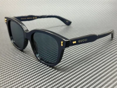 Pre-owned Gucci Gg1264s 002 Blue Men's Medium 52 Mm Sunglasses
