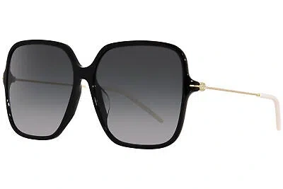 Pre-owned Gucci Gg1267s 001 Sunglasses Women's Black/gold/grey Gradient Square Shape 60mm In Gray