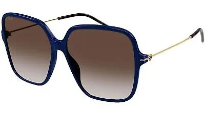 Pre-owned Gucci Gg1267s-004 Blue Gold Red Sunglasses