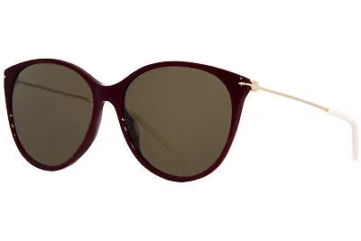Pre-owned Gucci Gg1268s 003 Sunglasses Women's Burgundy/gold/brown Lenses Oval Shape 58mm