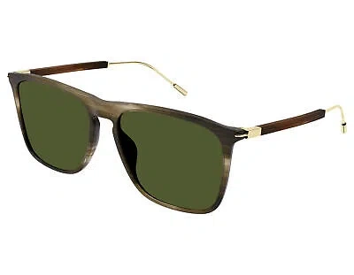 Pre-owned Gucci Gg1269s-003 Havana Gold Green Sunglasses