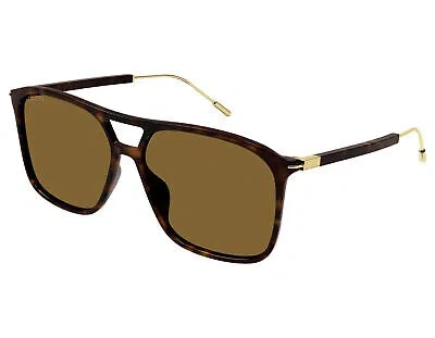 Pre-owned Gucci Gg1270s-002 Havana Gold Brown Sunglasses