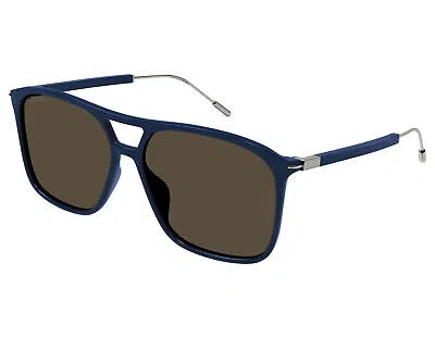 Pre-owned Gucci Gg1270s-003 Blue Ruthenium Brown Sunglasses