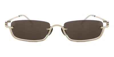 Gucci Rectangular Metal Sunglasses Gg1278s 001 In Brown