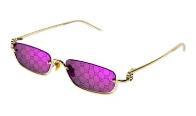 Pre-owned Gucci Gg1278s-005 Gold Gold Violetmulti Treatment In Purple