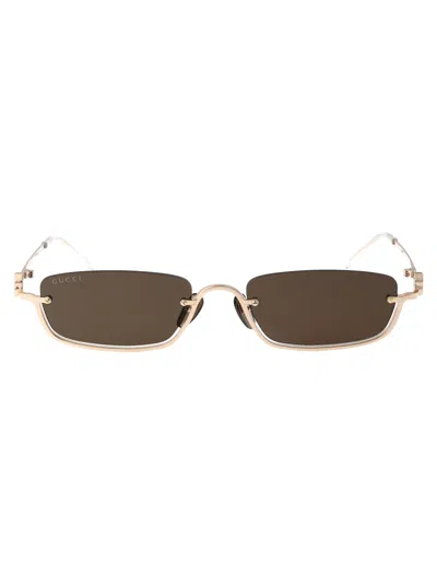 Gucci Gg1278s Sunglasses In 001 Gold Gold Brown