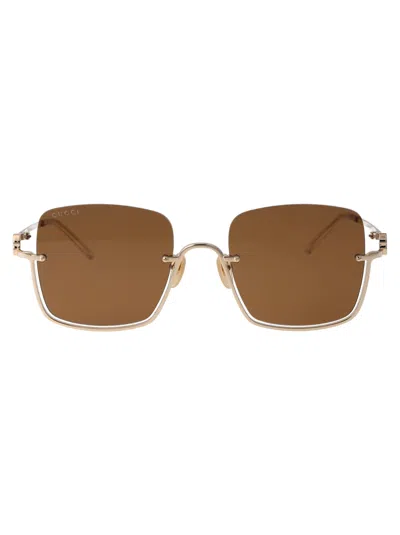 Gucci Gg1279s Sunglasses In 002 Gold Gold Brown