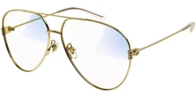 Pre-owned Gucci Gg1280s 001 Pilot Navigator Metal Gold Transparent 62mm Women's Sunglasses In Clear