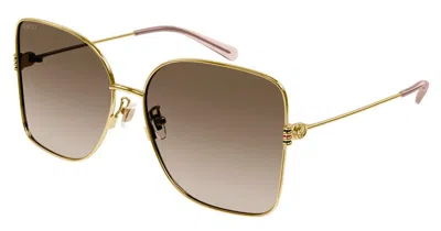 Pre-owned Gucci Gg1282sa 003 Gold/brown Gradient Oversized Women's Sunglasses