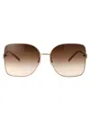 Gucci Gradient Gg Square Metal Sunglasses In 003 Gold Gold Brown