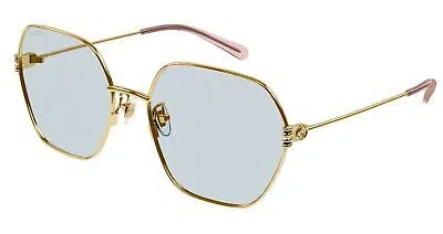 Pre-owned Gucci Gg1285sa-004 Gold Gold Light Blue Sunglasses