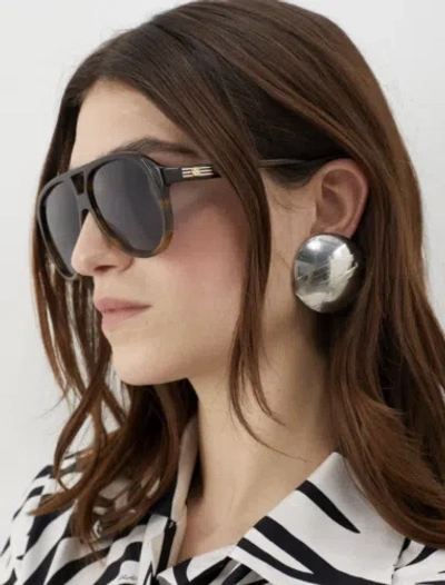 Pre-owned Gucci Gg1286s-004 Havana Havana Blue Sunglasses