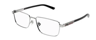Pre-owned Gucci Gg1291o 001 Gunmetal Rectangular Men's Eyeglasses In Clear