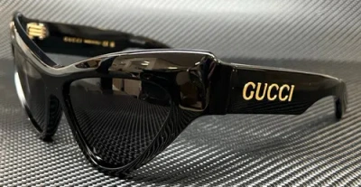 Pre-owned Gucci Gg1294s 001 Black Grey Medium 57 Mm Women's Sunglasses In Gray