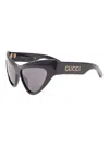 Gucci 'gg1294s' Black Cat-eye Sunglasses With Logo Lettering In Shiny Acetate Woman In Multicolor
