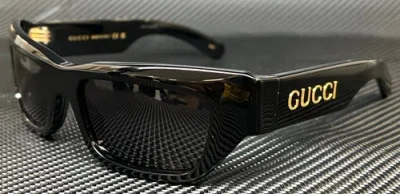 Pre-owned Gucci Gg1296s 001 Black Grey Large Men's 55 Mm Sunglasses In Gray