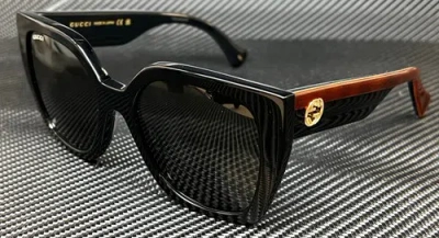 Pre-owned Gucci Gg1300s 001 Black Women's Medium 55 Mm Sunglasses In Gray