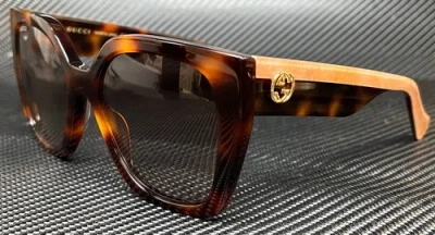 Pre-owned Gucci Gg1300s 003 Brown Havana Women's 55 Mm Medium Sunglasses