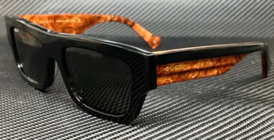 Pre-owned Gucci Gg1301s 001 Black Grey Men's 55 Mm Large Sunglasses In Gray