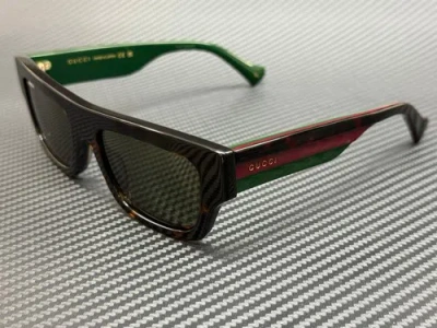Pre-owned Gucci Gg1301s 002 Brown Havana Green Men's Large 55 Mm Sunglasses