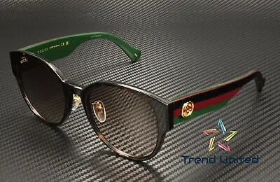 Pre-owned Gucci Gg1304sk 002 Round Oval Panthos Havana Brown 56 Mm Women's Sunglasses