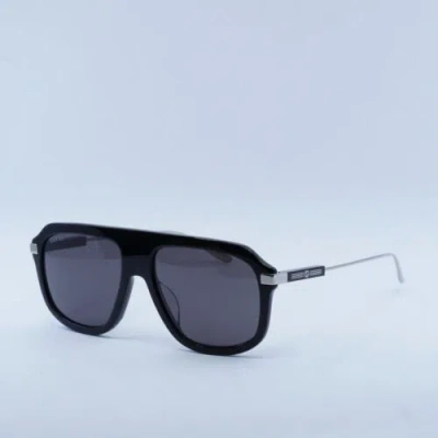 Pre-owned Gucci Gg1309s 005 Shiny Black/grey 57-17-145 Sunglasses Authentic In Gray