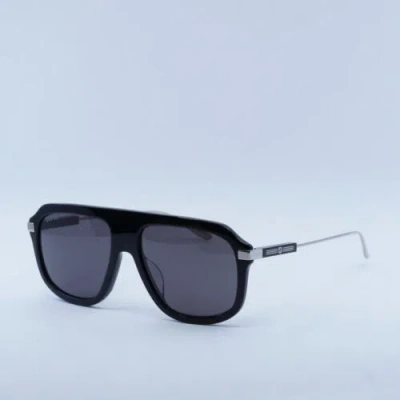Pre-owned Gucci Gg1309s 005 Shiny Black/grey 57-17-145 Sunglasses In Gray
