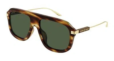 Pre-owned Gucci Gg1309s-007 Havana Sunglasses In Green