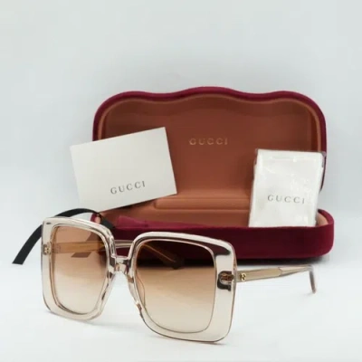Pre-owned Gucci Gg1314s 005 Transparent Sand/brown Gradient 55-19-140 Sunglasses