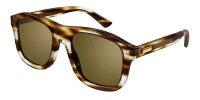 Pre-owned Gucci Gg1316s-003 Havana Havana Bronze Sunglasses In Gold