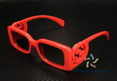 Pre-owned Gucci Gg1325s 005 Rectangular Squared Red Brown 54 Mm Women's Sunglasses
